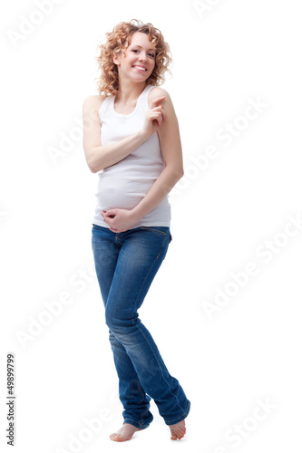 Photo: pregnant woman isolated on white background pregnant woman isolated on white background