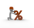 Illustration: Discount, construction worker with a percent icon Discount, construction worker with a percent icon