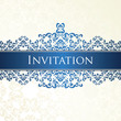 White seamless background with vintage ornament in blue