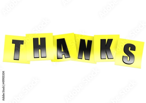 Illustration: Thanks in yellow note Thanks in yellow note