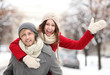 Couple playing in snow