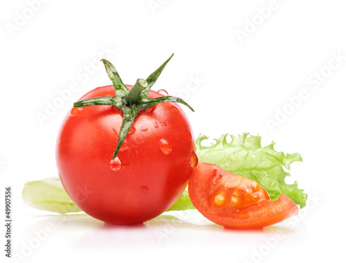 Photo: Tomato and lettuce isolated on white background Tomato and lettuce isolated on white background