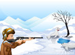 A hunter in a snowy season