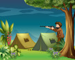 A hunter in a campsite