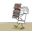 Personnage qui porte des livres