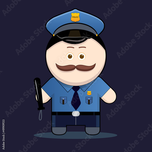 Vector: cute policeman with truncheon vector illustration cute policeman with truncheon vector illustration