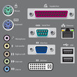 computer ports type, vector-illustration