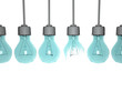 Light bulbs in row, isolated.