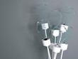 Light bulbs on gray background.