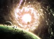 Awesome space background with the explosion of star
