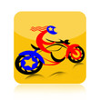 Biker on motorcycle icon