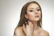 Closeup fashion portrait of young beautiful woman