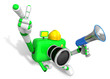 The left hand point the finger Engineer Green Camera Character.