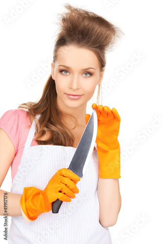 Photo: housewife with big knife housewife with big knife
