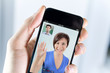 Couple enjoying a video call from a smartphone