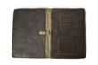 Photo: Open leather folder isolated against white background Open leather folder isolated against white background