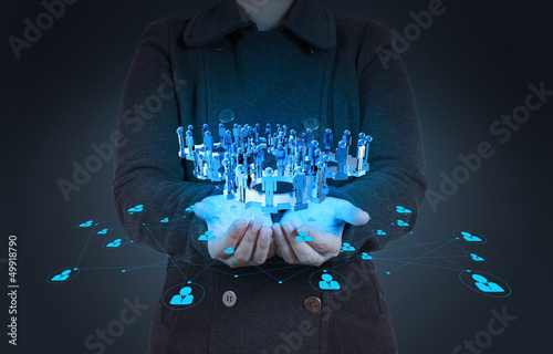 Photo: businessman working with new modern computer show social network businessman working with new modern computer show social network
