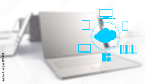 Illustration: a Cloud Computing diagram on the new computer interface a Cloud Computing diagram on the new computer interface