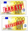 200 Euro Geldscheine mit Stempel