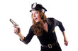 Female police isolated on the white