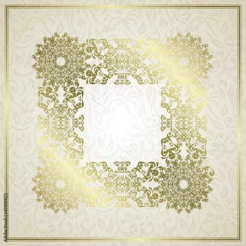 Vector: Floral seamless background with a frame in retro style Floral seamless background with a frame in retro style