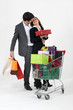 young couple at shopping for Christmas