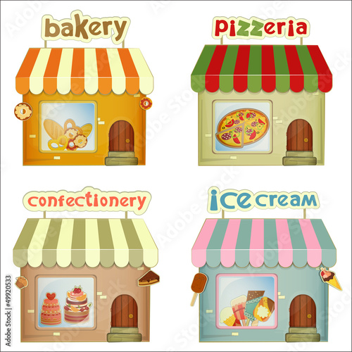Vector: Set of Cartoon Shops Set of Cartoon Shops