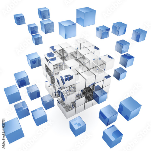 Illustration: 3d cubes on white 3d cubes on white
