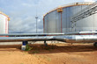 Photo: oil storage and oil pipeline oil storage and oil pipeline