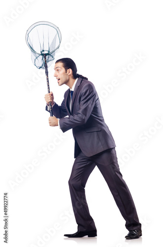 Photo: Businessman in business concept with net Businessman in business concept with net
