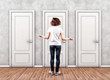 Girl before a doors