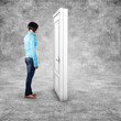 Girl before a door