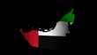 Fluttering UAE map flag animation