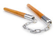 Martial arts nunchaku weapon isolated on white