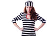 Convict criminal in striped uniform