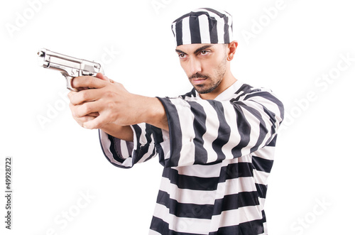 Photo: Convict criminal in striped uniform Convict criminal in striped uniform