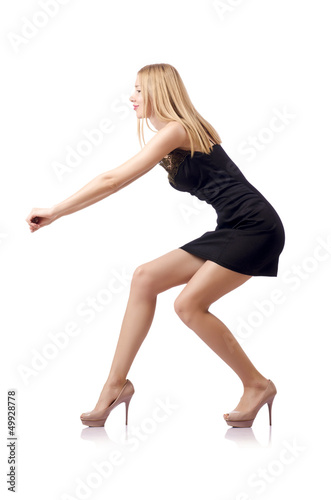 Photo: Attractive tall model isolated on white Attractive tall model isolated on white