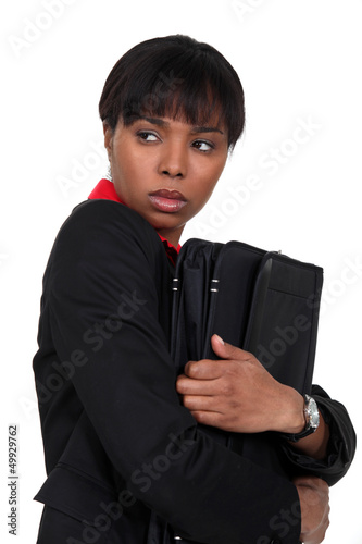 Photo: Scared businesswoman Scared businesswoman