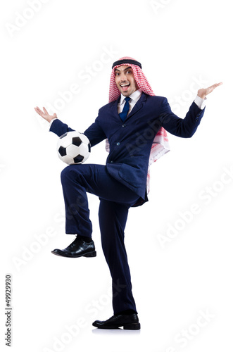 Photo: Arab businessman with football Arab businessman with football
