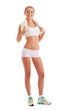 athletic woman over white