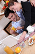 Young couple at breakfast