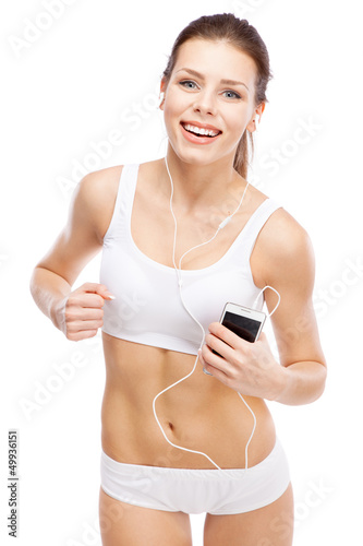 Photo: Beautiful slim woman on white background Beautiful slim woman on white background