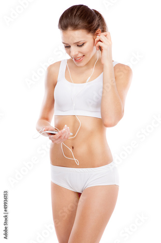 Photo: Beautiful slim woman on white background Beautiful slim woman on white background