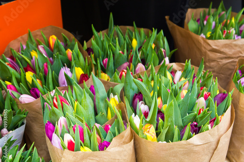 Photo: Colorful tulips at market flowers Colorful tulips at market flowers
