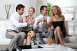 Friends drinking champagne