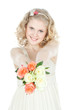 Foto: Beautiful blond girl with flowers Beautiful blond girl with flowers