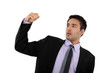 Successful businessman raising his fist