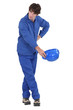 Construction worker taking a bow