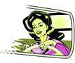 Female Motorist - Retro Clip Art collection comics style