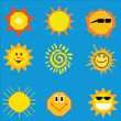 Vector pixel art sun collection